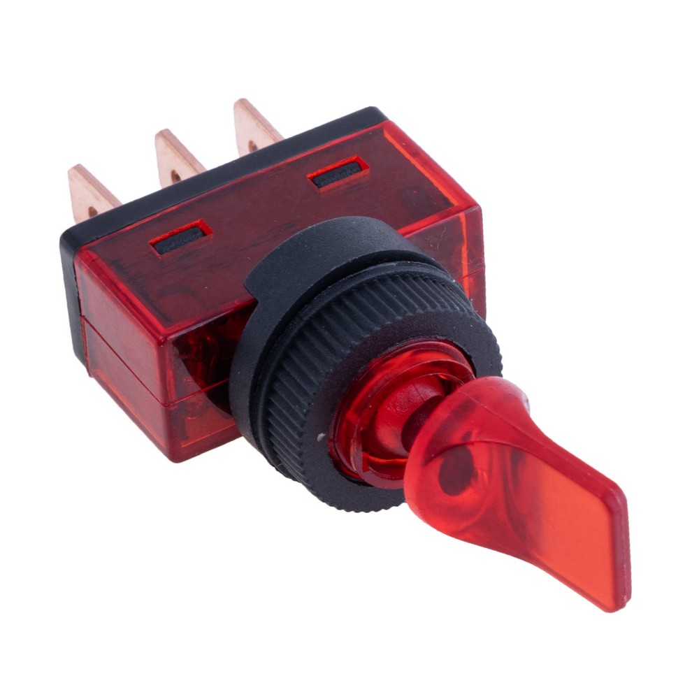 Тумблер червоний ON-OFF із підсвічуванням 12V/20A, ASW-14D red lamp