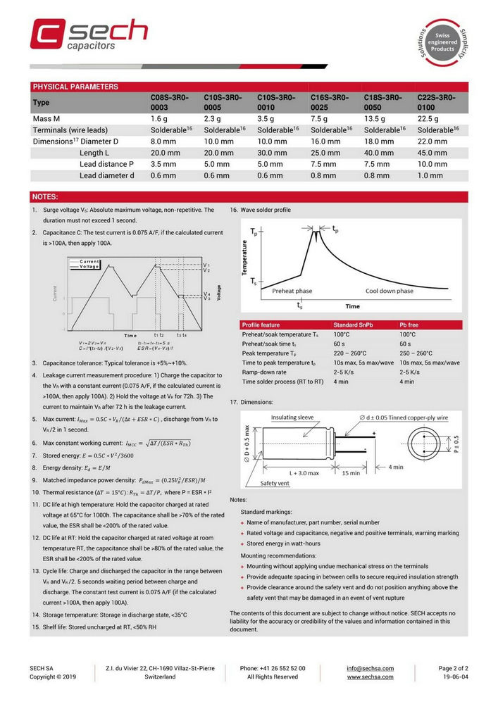 Superkondensator C18S-3R0-0050 50F 3,0V