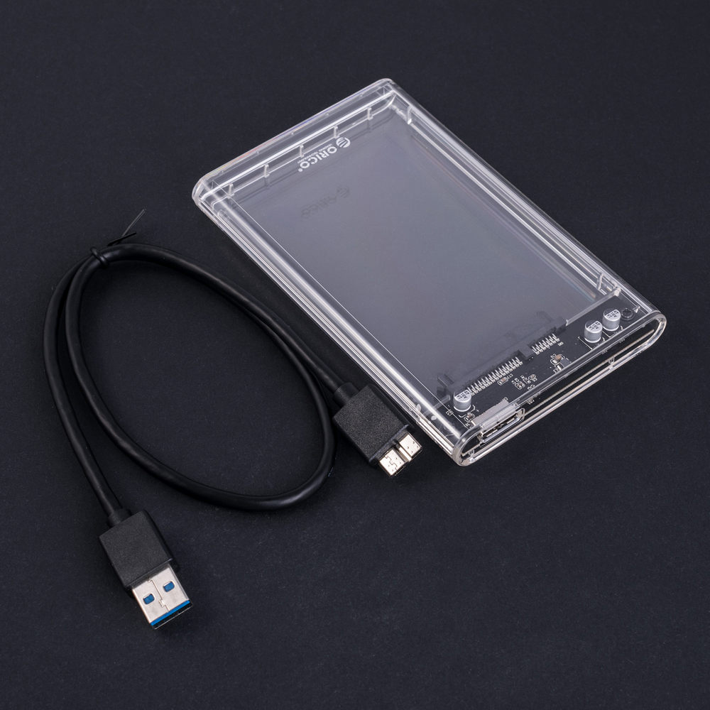Aussen Box USB3.0 Micro B fuer HDD/SSD 2,5" SATA (Orico - 2139U3, transparent)