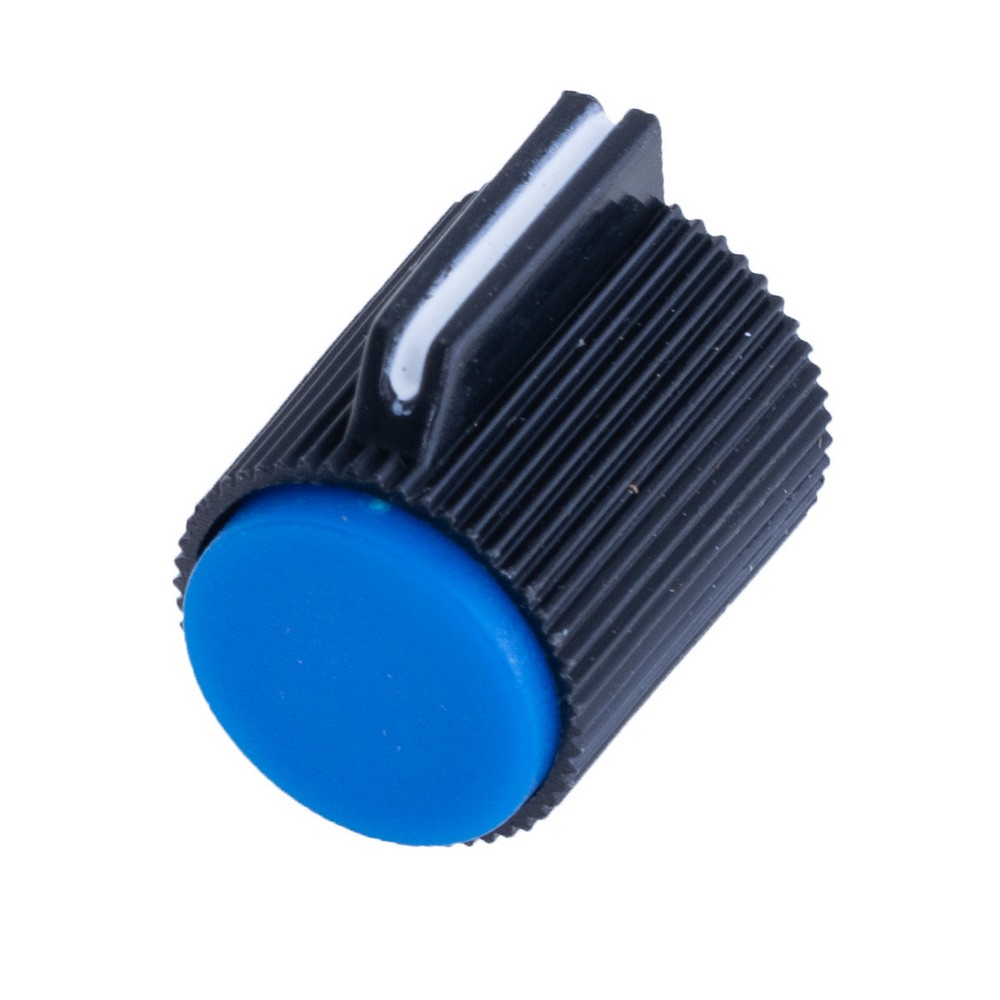 Ручка для потенціометра пластикова "синя" на вісь 6мм , KN113-C Blue Cap