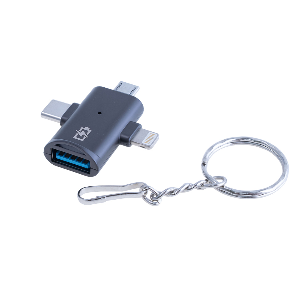 Перехіжник OTG USB2.0 3в1 чорний.