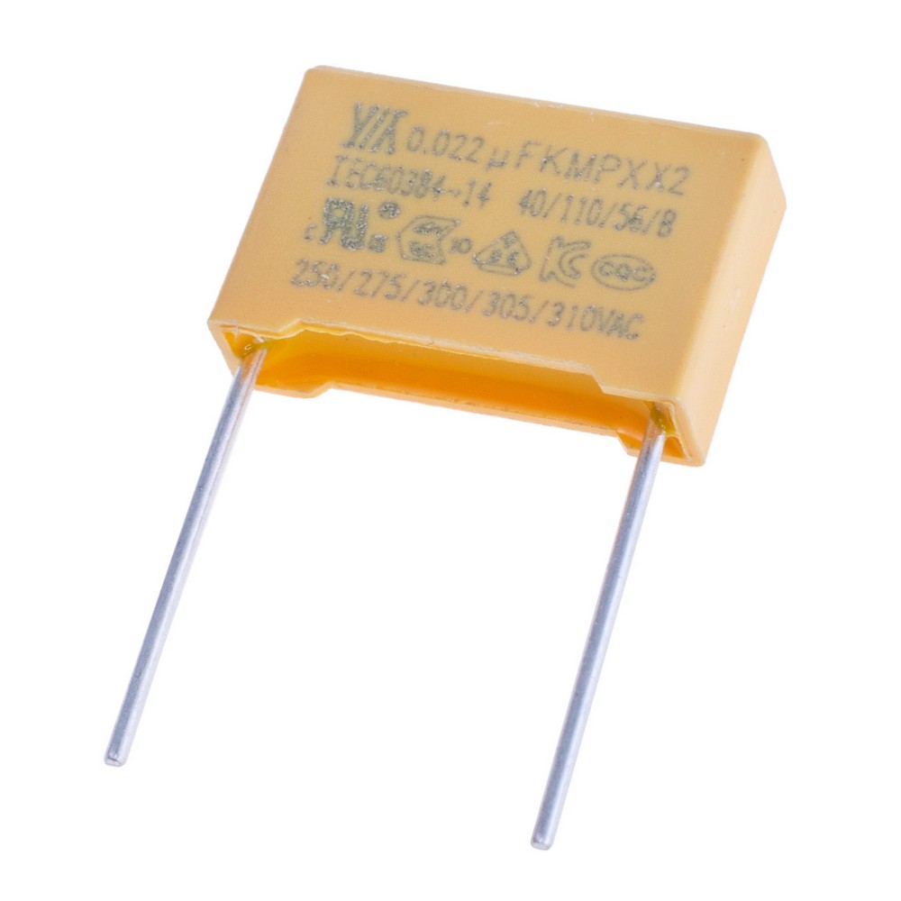 MPX 22nF 310VAC J(±5%), P=15mm, 18x11x5mm X2-223K310VACD1 YY-конденсатор плівковий