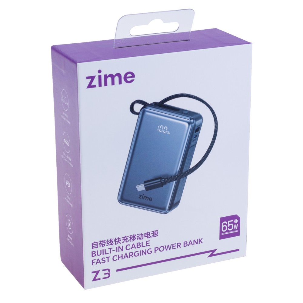Power Bank Z3 20000mAh 77Wh (11600mAh @ 5V/3A) 65W max Black (zime)