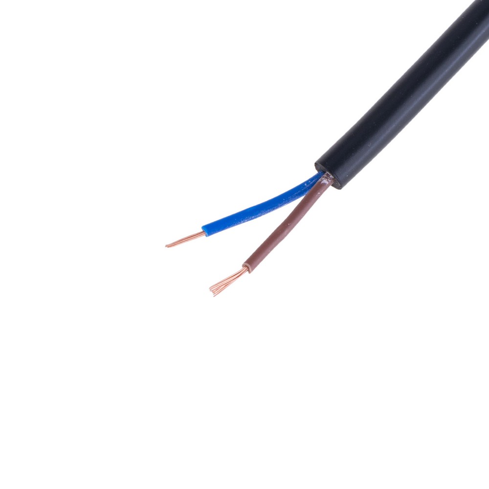 Провід круглий 2 x багатожильний в чорній оболонці 25AWG (PVC, 12/0.14/AS) коричневий+синій Провід круглий 2 x багатожильний в чорній оболонці 25AWG (PVC, 12/0.14/AS) коричневий+синій