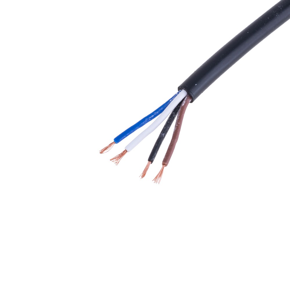Провід круглий 4 x багатожильний в чорній оболонці 27AWG (PVC, 12/0.11/AS) коричневий+синій+білий+коричневий
