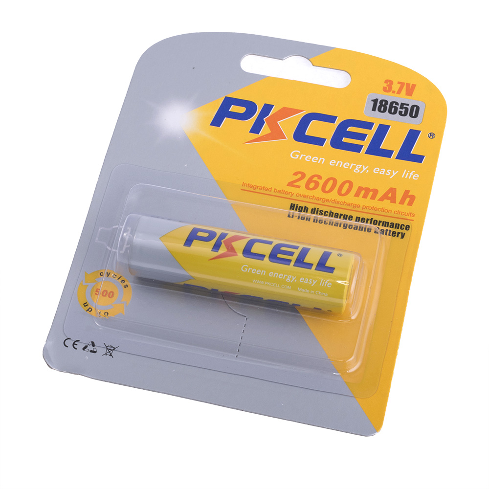Аккумулятор PKCELL ICR18650 (3.7V, 2600mAh) Li-Ion в блистере