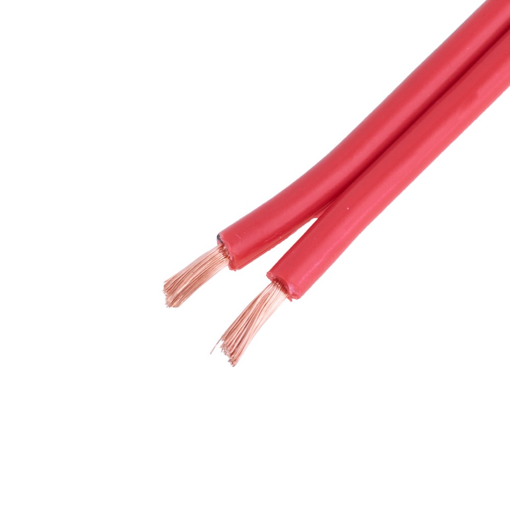 Провід живлення плоский 2-жильний 14AWG (2.5mm² PVC, 132/0.15/AS) червоний з чорною полоскою Провід живлення плоский 2-жильний 14AWG (2.5mm² PVC, 132/0.15/AS) червоний з чорною полоскою