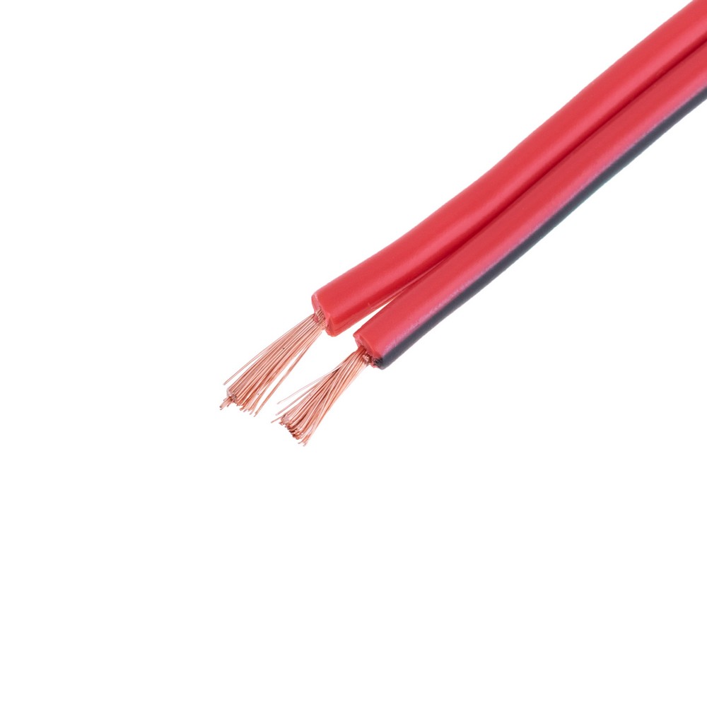 Провід живлення плоский 2-жильний 16AWG (1.5mm² PVC, 80/0.15/AS) червоний з чорною полоскою Провід живлення плоский 2-жильний 16AWG (1.5mm² PVC, 80/0.15/AS) червоний з чорною полоскою