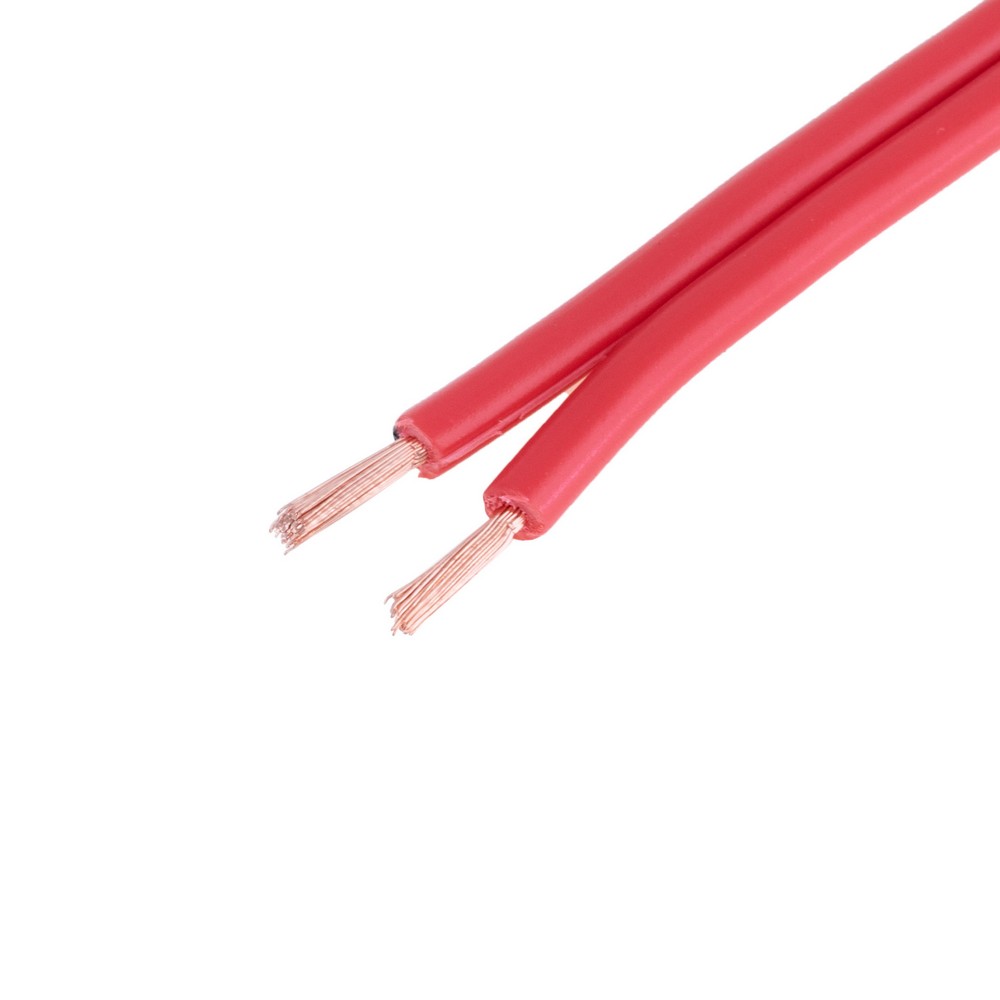 Провід живлення плоский 2-жильний 18AWG (1mm² PVC, 56/0.15/AS) червоний з чорною полоскою Провід живлення плоский 2-жильний 18AWG (1mm² PVC, 56/0.15/AS) червоний з чорною полоскою
