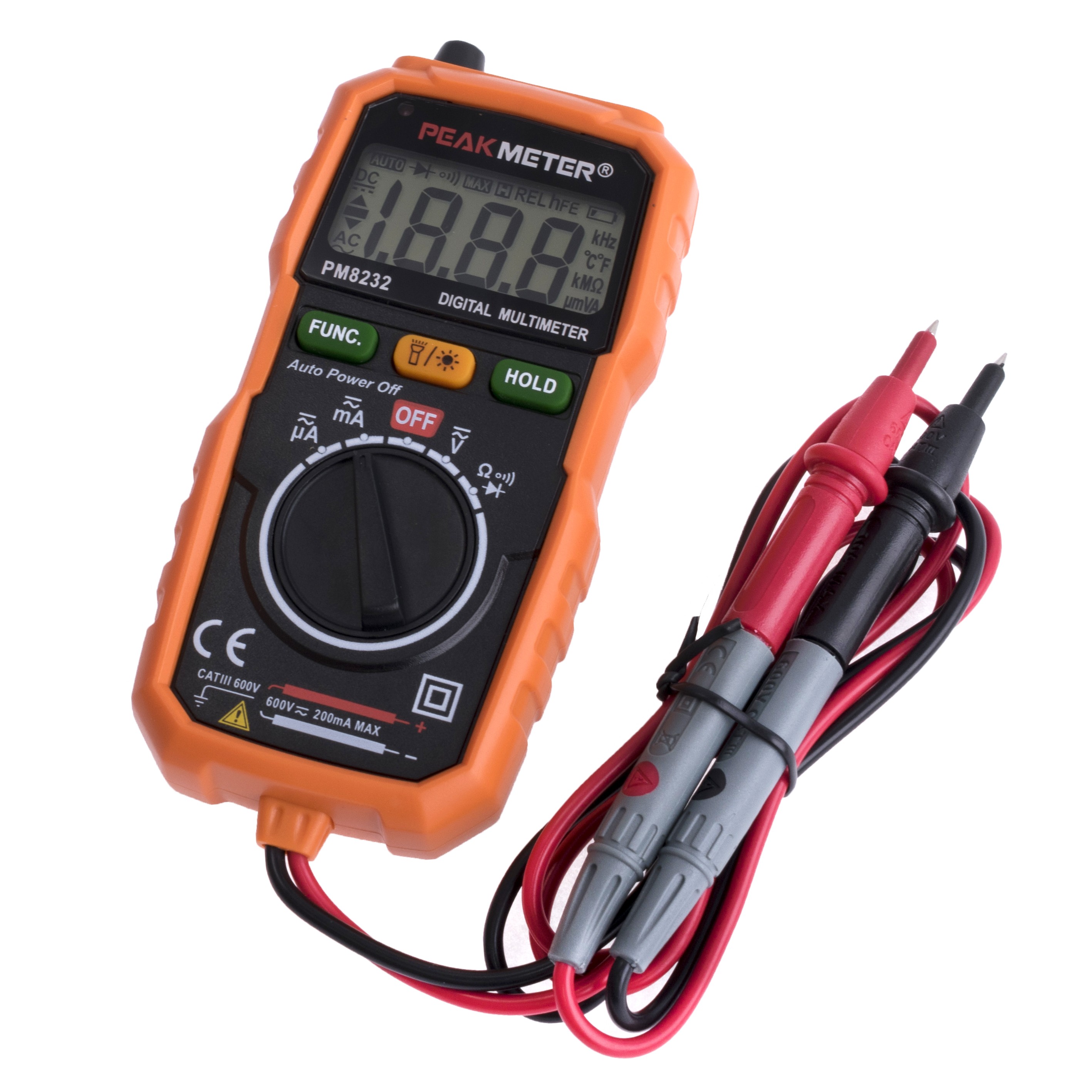 PM8232 Peakmeter Mini Digital Multimeter Auto-ranging NCV Lichtquelle robust