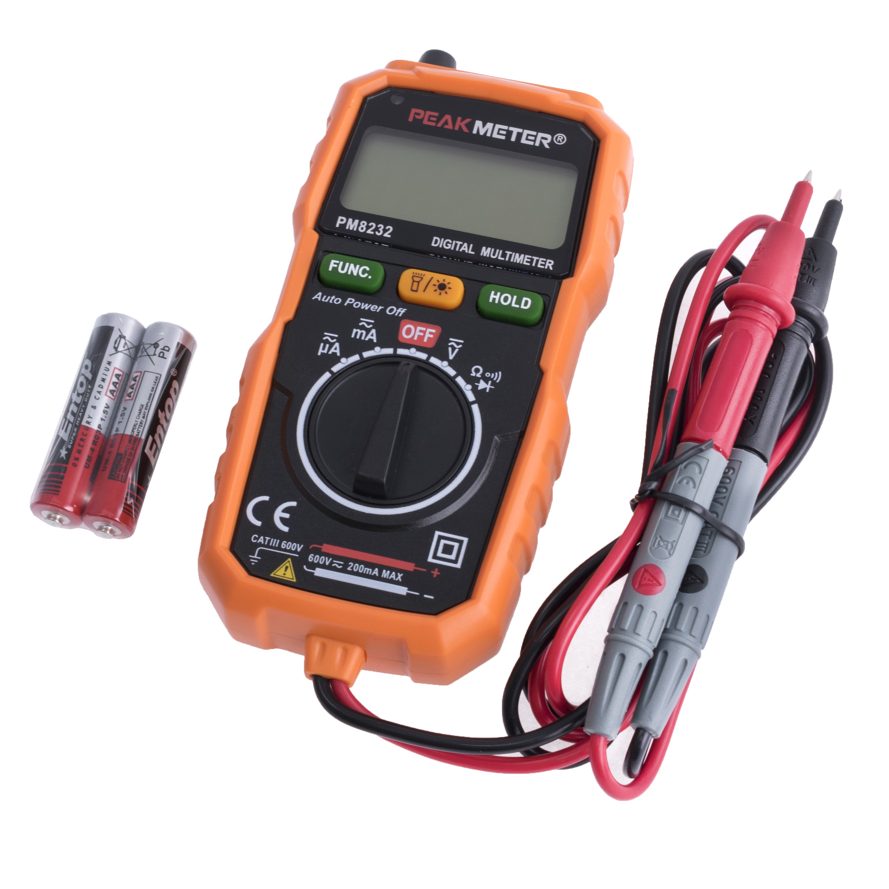 PM8232 Peakmeter Mini Digital Multimeter Auto-ranging NCV Lichtquelle robust