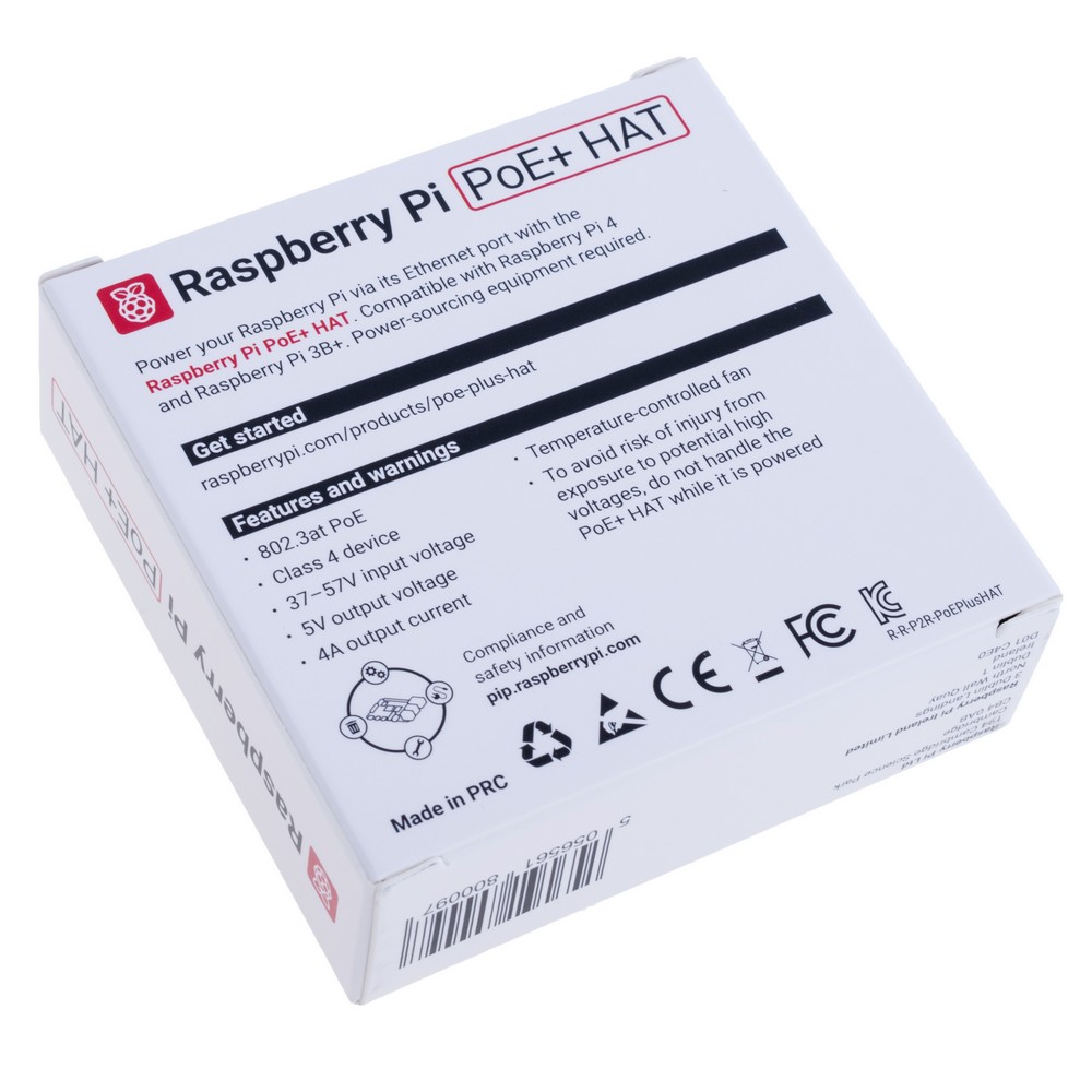 Модуль PoE живлення Raspberry Pi PoE+ HAT для Pi 4 B та Pi 3B+ SC1022 Модуль PoE живлення Raspberry Pi PoE+ HAT для Pi 4 B та Pi 3B+ SC1022