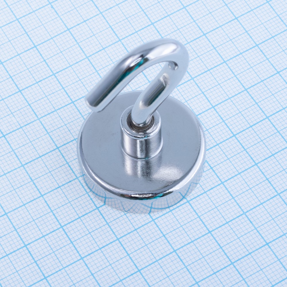 Магніт Pot Magnet with hook, N38, Ni coating, Magnetized, NE32