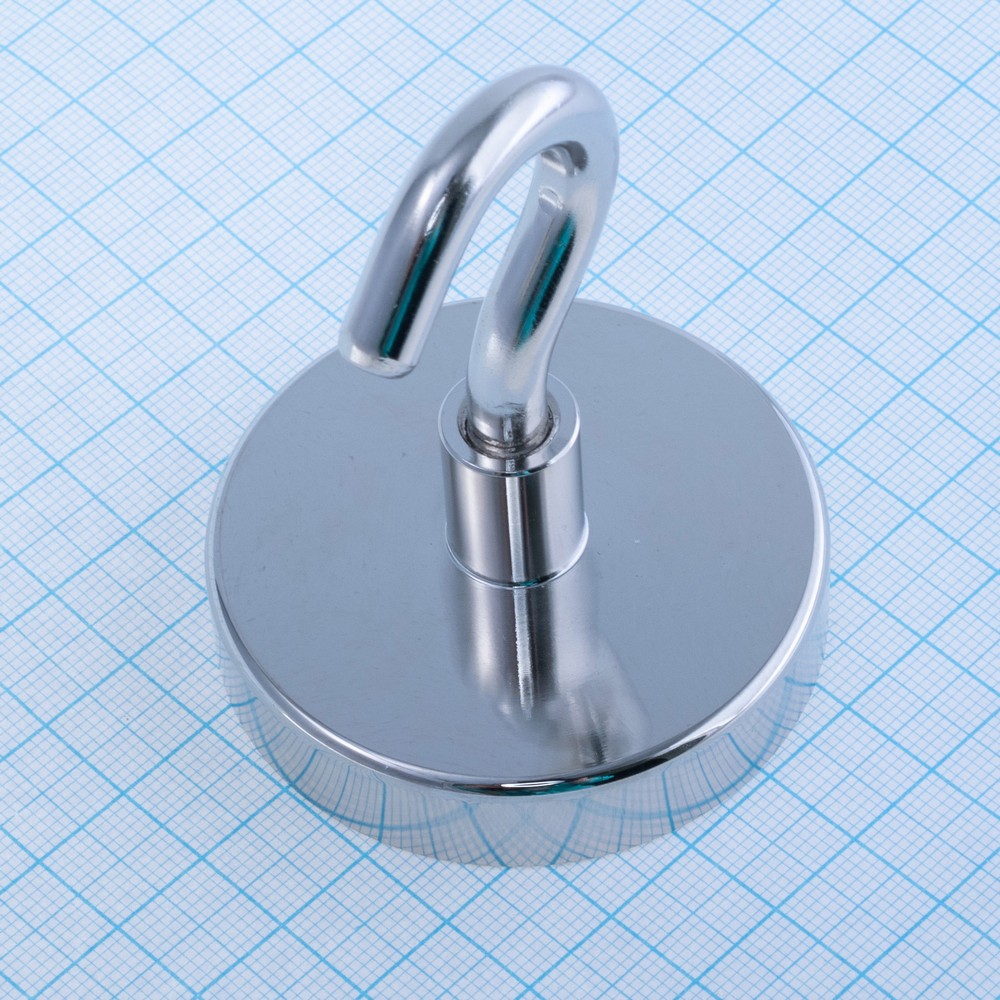 Магніт Pot Magnet with hook, N38, Ni coating, Magnetized, NE55
