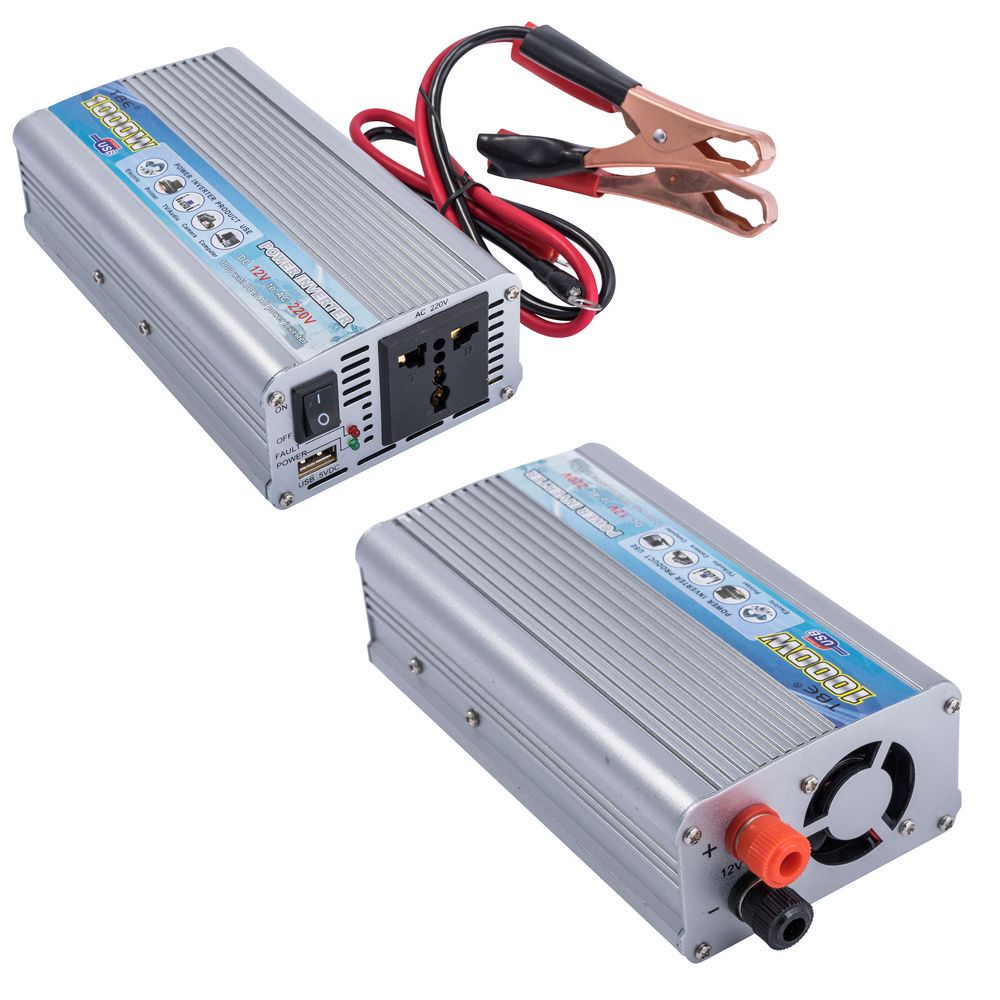SpannungsWechselrichter / Inverter / Inverter N/N 1000, 600W, 12/220 mit einer angenäherten Sinuskurve, Batterieladung 5A, 1 Euro-Steckdose, Klemmen + Drähte