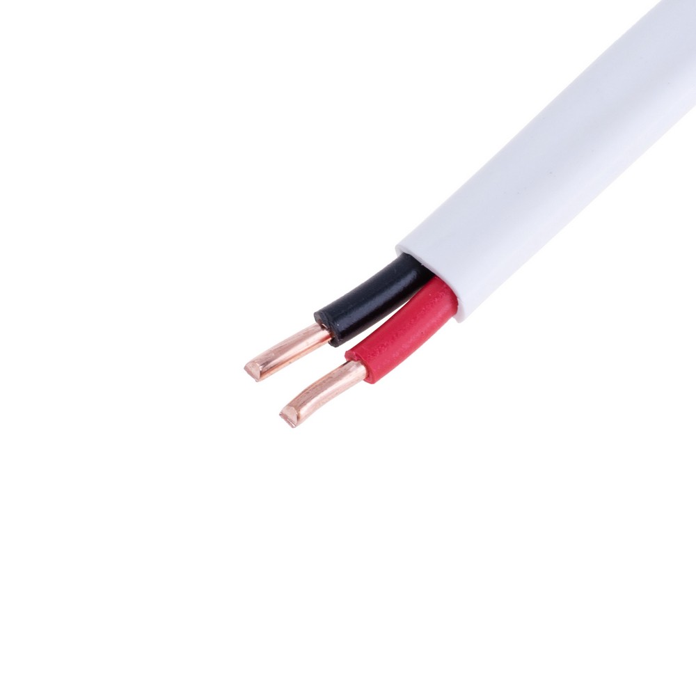 Провід плоский 2x4mm² одножильний в білій оболонці 12AWG (PVC, 2xD2.25mm) чорний, червоний Провід плоский 2x4mm² одножильний в білій оболонці 12AWG (PVC, 2xD2.25mm) чорний, червоний