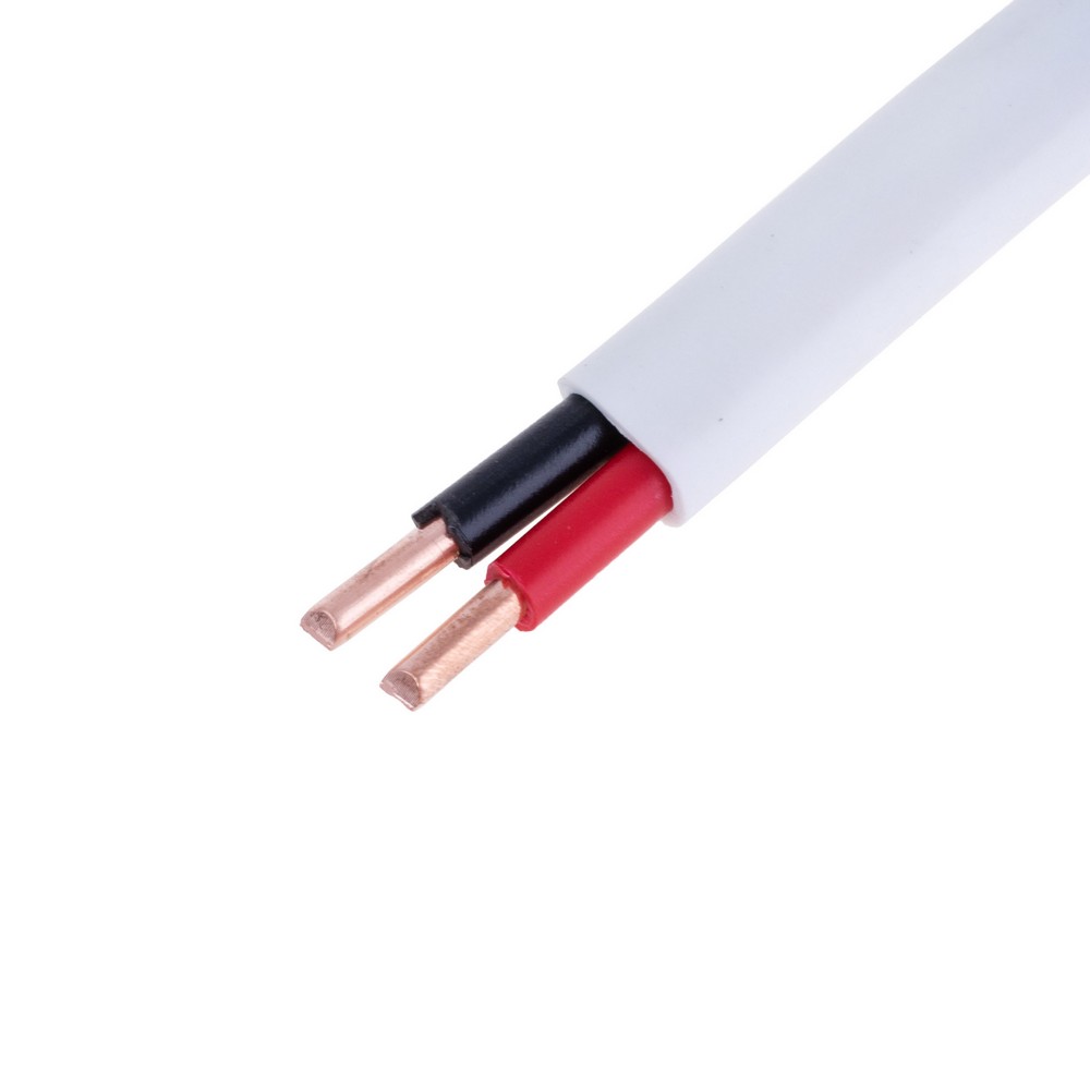 Провід плоский 2x6mm² одножильний в білій оболонці 10AWG (PVC, 2xD2.76mm) чорний, червоний Провід плоский 2x6mm² одножильний в білій оболонці 10AWG (PVC, 2xD2.76mm) чорний, червоний