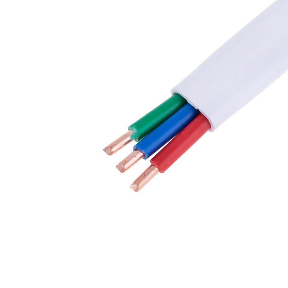 Провід плоский 3x4mm² одножильний в білій оболонці 12AWG (PVC, 2xD2.25mm) червоний, зелений, синій Провід плоский 3x4mm² одножильний в білій оболонці 12AWG (PVC, 2xD2.25mm) червоний, зелений, синій