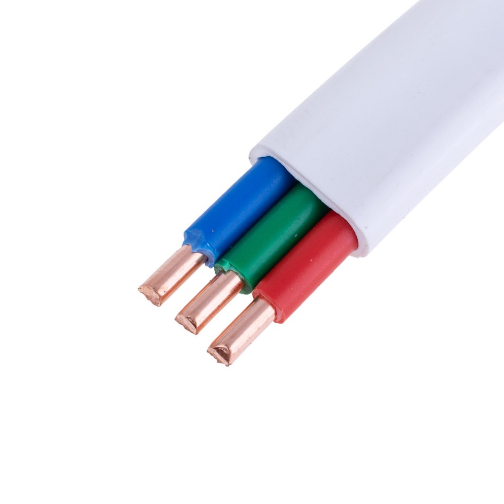 Провід плоский 3x6mm² одножильний в білій оболонці 10AWG (PVC, 2xD2.76mm) червоний, зелений, синій Провід плоский 3x6mm² одножильний в білій оболонці 10AWG (PVC, 2xD2.76mm) червоний, зелений, синій