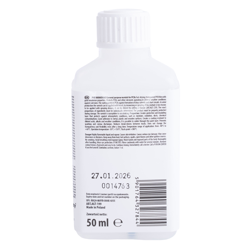 Schutz- und Isolierlack PVB60 Flasche 50ml Universal-Lack für Leiterplatten u.ä.