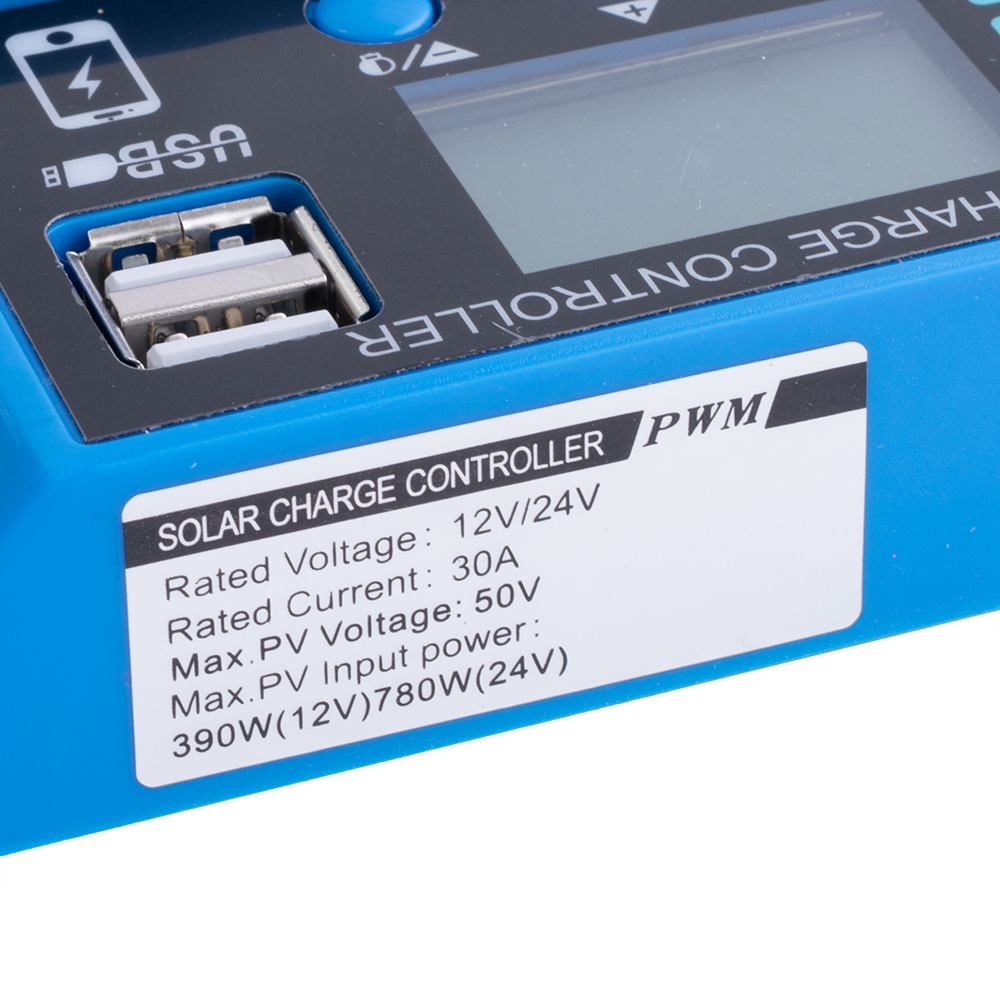 Контроллер заряда солнечных панелей PWM 30А 12В/24В (JS-B0-30A)