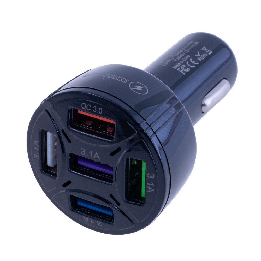 Універсальний зарядний пристрій QC3.0 4порта: 5V / 2.1A 1Порт: 9V-12V / 1.8A, 4 порти USB / чорний TE-096 Універсальний зарядний пристрій QC3.0 4порта: 5V / 2.1A 1Порт: 9V-12V / 1.8A, 4 порти USB / чорний TE-096