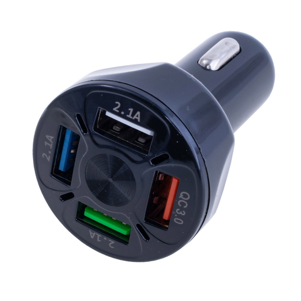 Універсальний зарядний пристрій QC3.0 4порта: 5V / 2.1A 1Порт: 9V-12V / 1.8A (4 порти USB / чорний) BK358 Універсальний зарядний пристрій QC3.0 4порта: 5V / 2.1A 1Порт: 9V-12V / 1.8A (4 порти USB / чорний) BK358