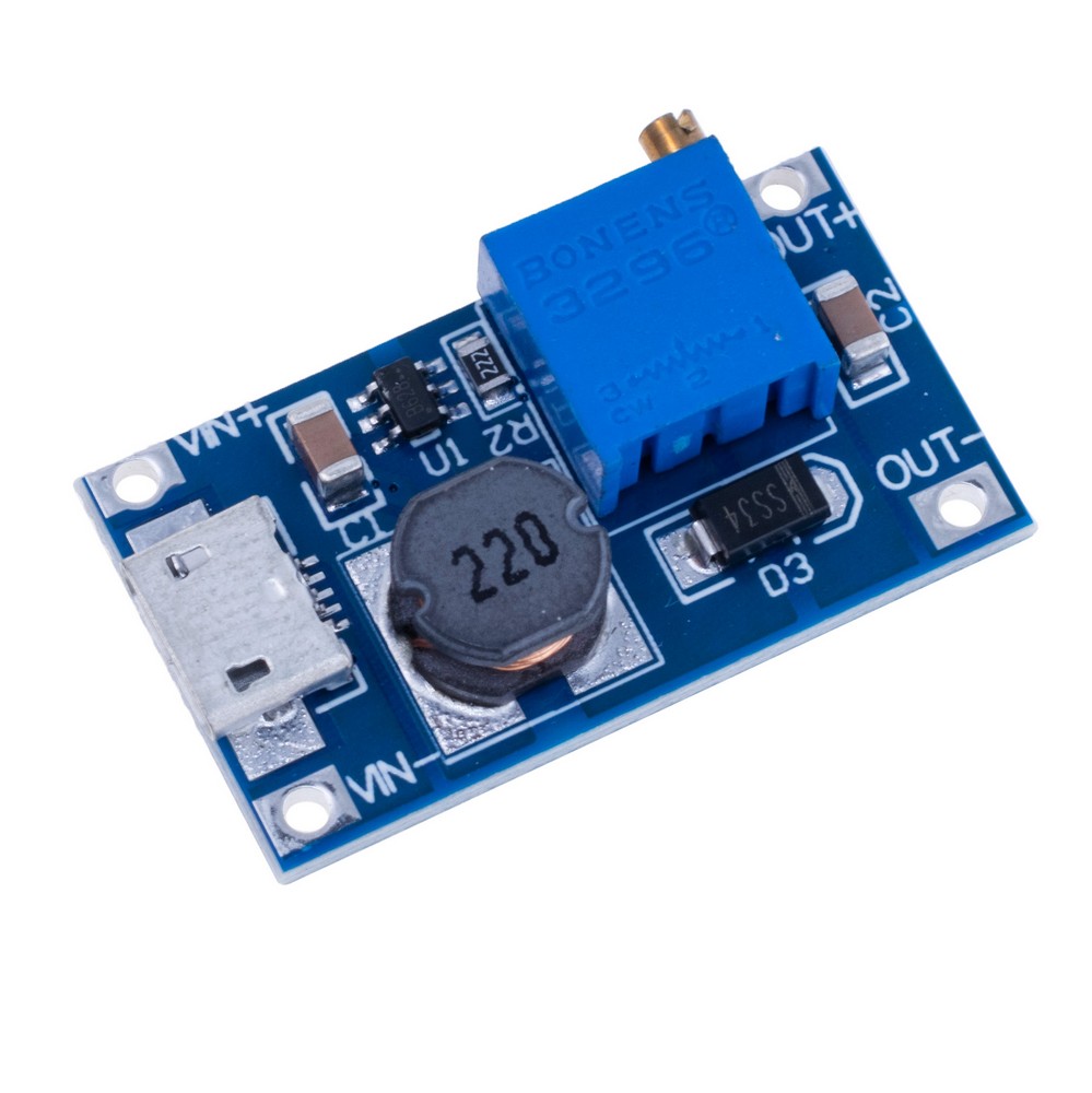 Регульований DC-DC Step-Up модуль живлення MT3608 (micro)