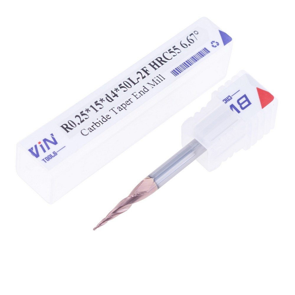 Фреза конусна сферична R0.25*15*d4*50L-2F HRC55 6.67°