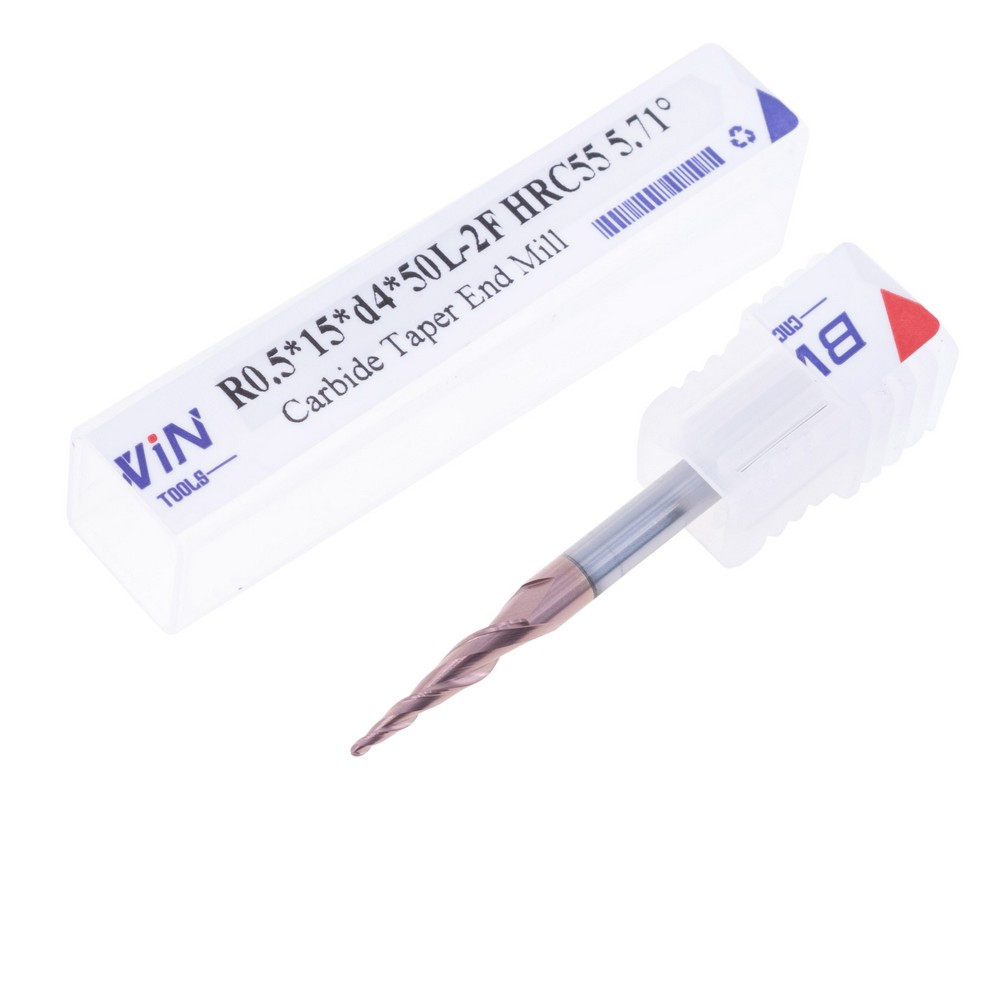 Фреза конусна сферична R0.5*15*d4*50L-2F HRC55 5.71°