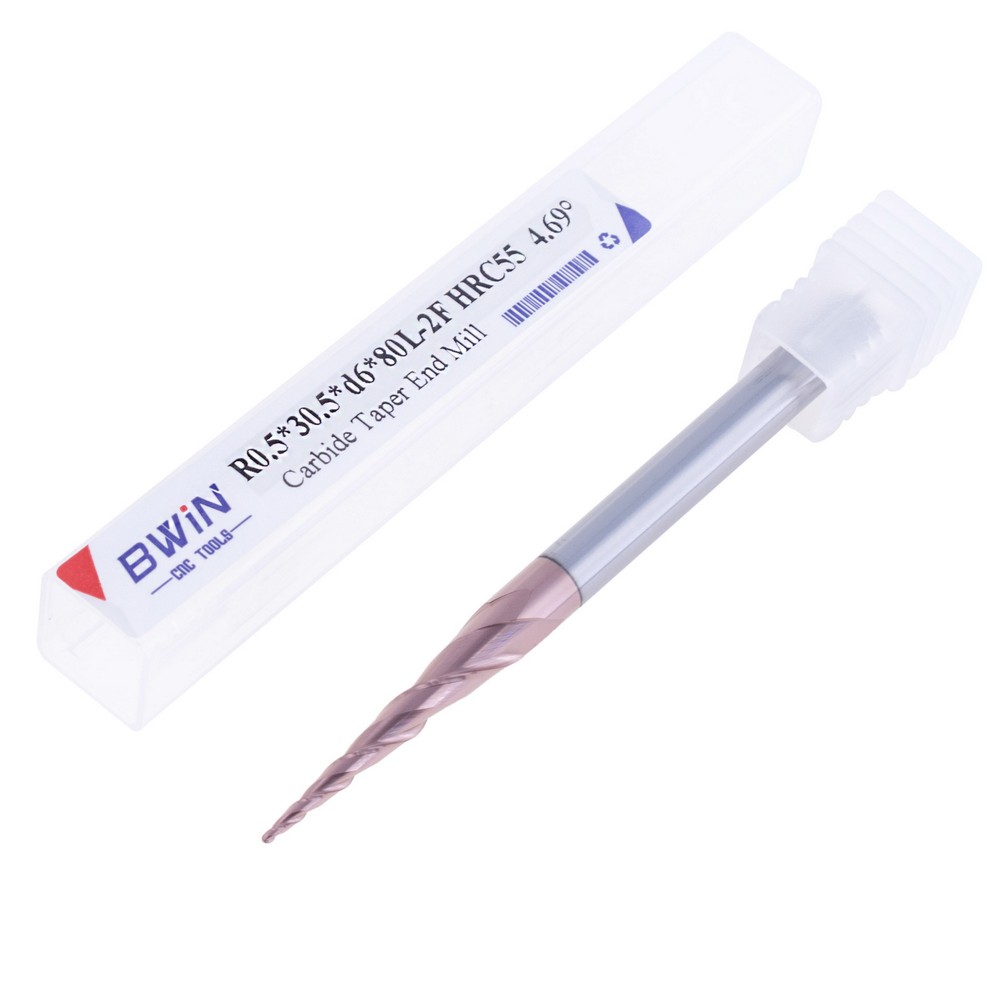 Фреза конусна сферична R0.5*30.5*d6*80L-2F HRC55  4.69°