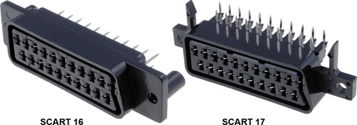 SCART-16 Typ:SCART; Steckdose; "Weibchen"; gerade; THT,auf Platte