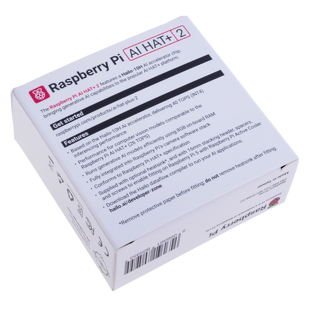 Плата розширення Raspberry Pi AI HAT+ 2, 40 TOPS, Hailo 10H Accelerator Плата розширення Raspberry Pi AI HAT+ 2, 40 TOPS, Hailo 10H Accelerator