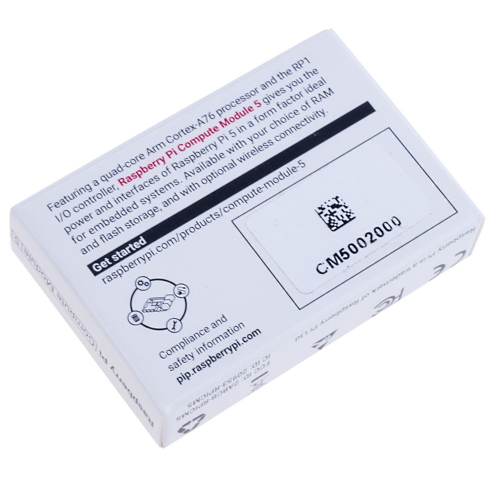 Raspberry Pi Compute Module 5 "CM5" 2GB RAM/LITE, без Wi-Fi, CM5002000 Raspberry Pi Compute Module 5 "CM5" 2GB RAM/LITE, без Wi-Fi, CM5002000