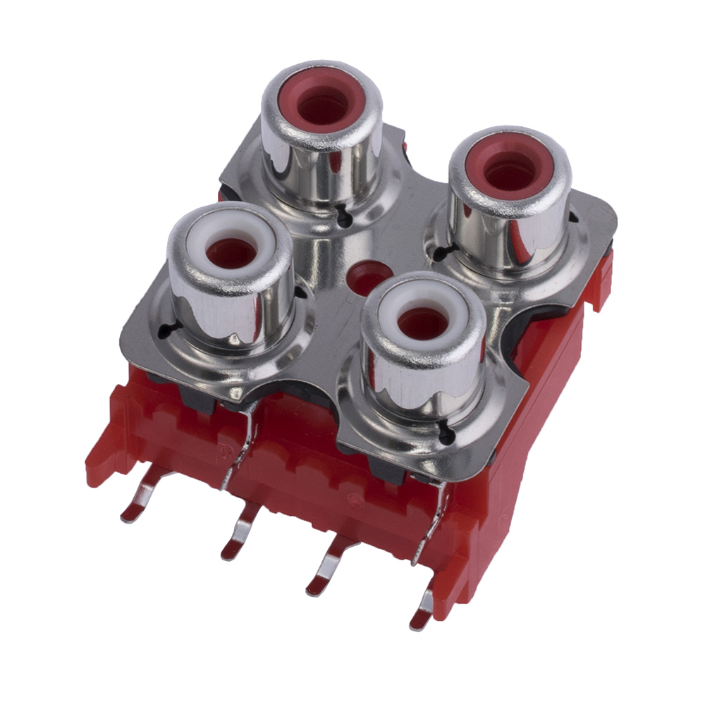 RCA колодка на 4 выходов (KLS1-RCA-401-Т-RE-RE-WH-WH) RCA колодка на 4 выходов (KLS1-RCA-401-Т-RE-RE-WH-WH)