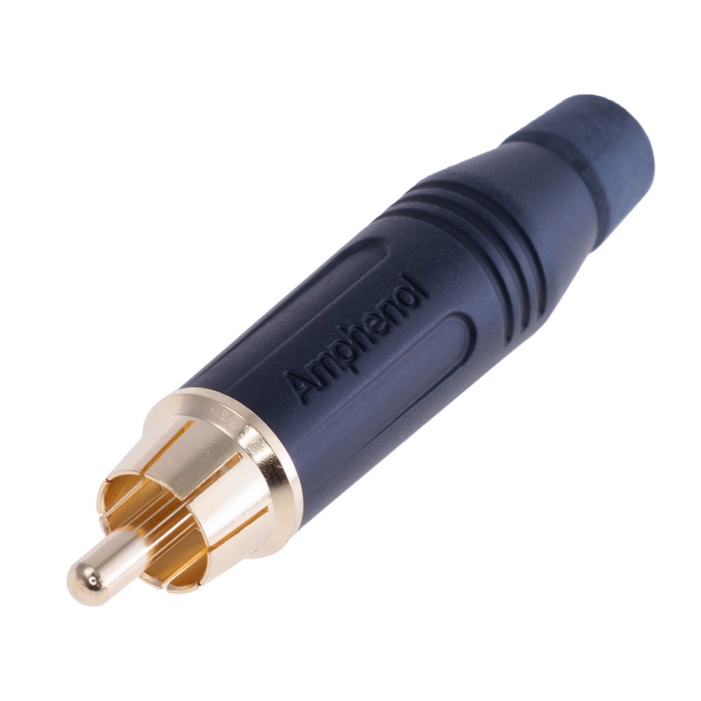Stecker RCA schwarz, auf Draht, IP40; vergoldet (ACPR-BLK) Stecker RCA schwarz, auf Draht, IP40; vergoldet (ACPR-BLK)