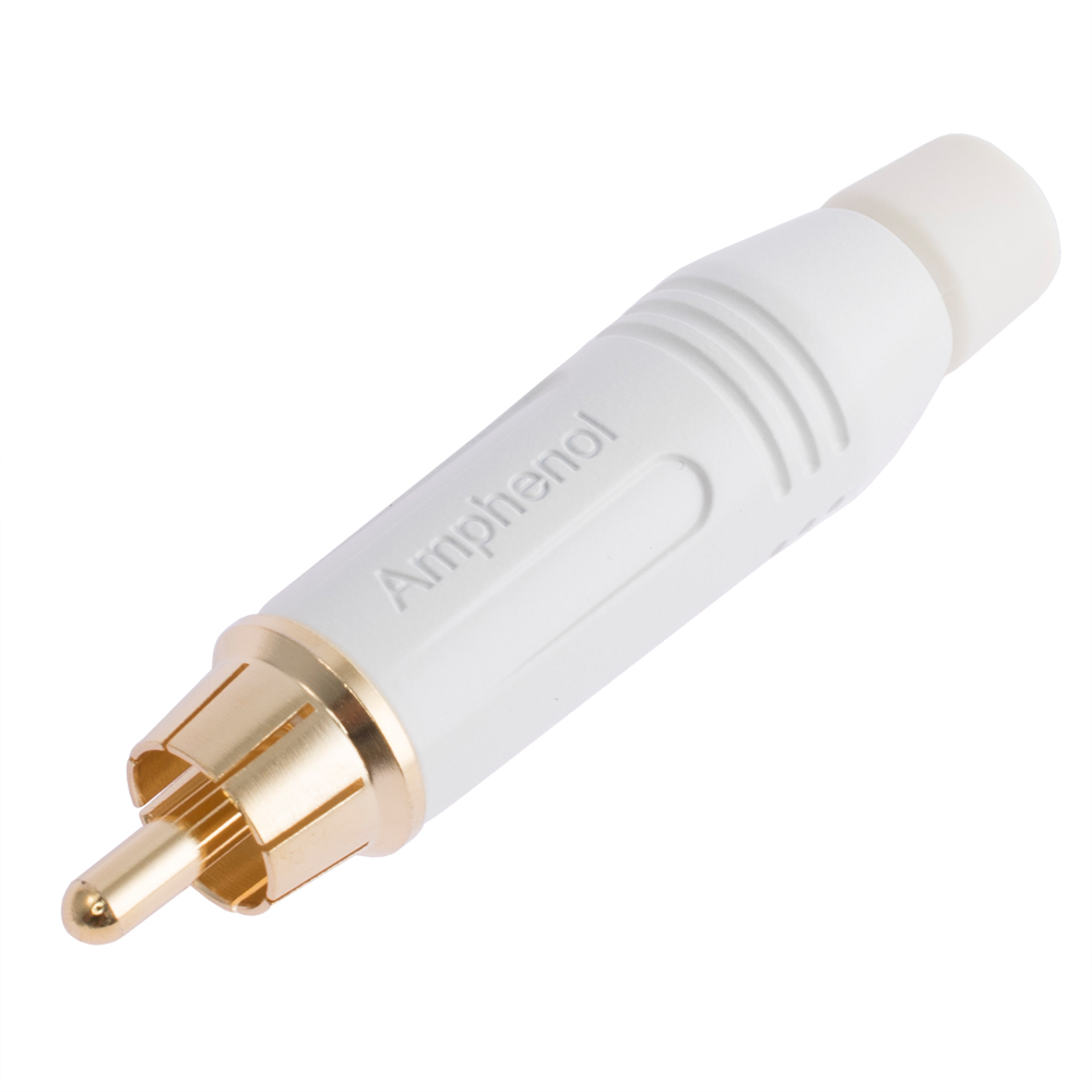 Stecker RCA weiß, auf Draht, IP40; vergoldet (ACPR-WHT) Stecker RCA weiß, auf Draht, IP40; vergoldet (ACPR-WHT)