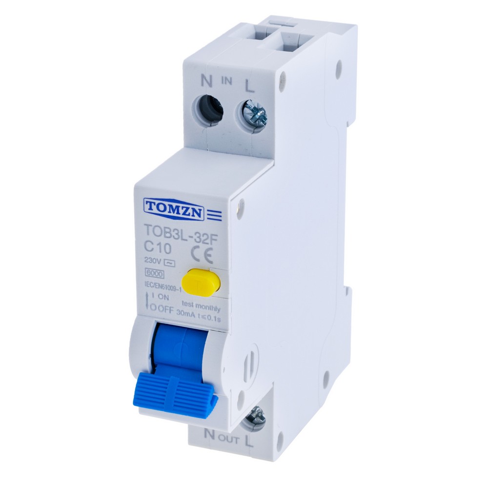 RCBO 1P+N 18MM 230V 6KA 10A(TOMZN)