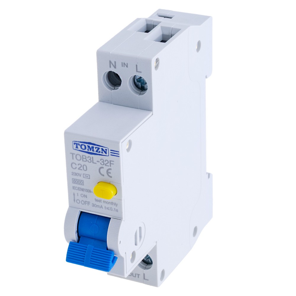 RCBO 1P+N 18MM 230V 6KA 20A(TOMZN)