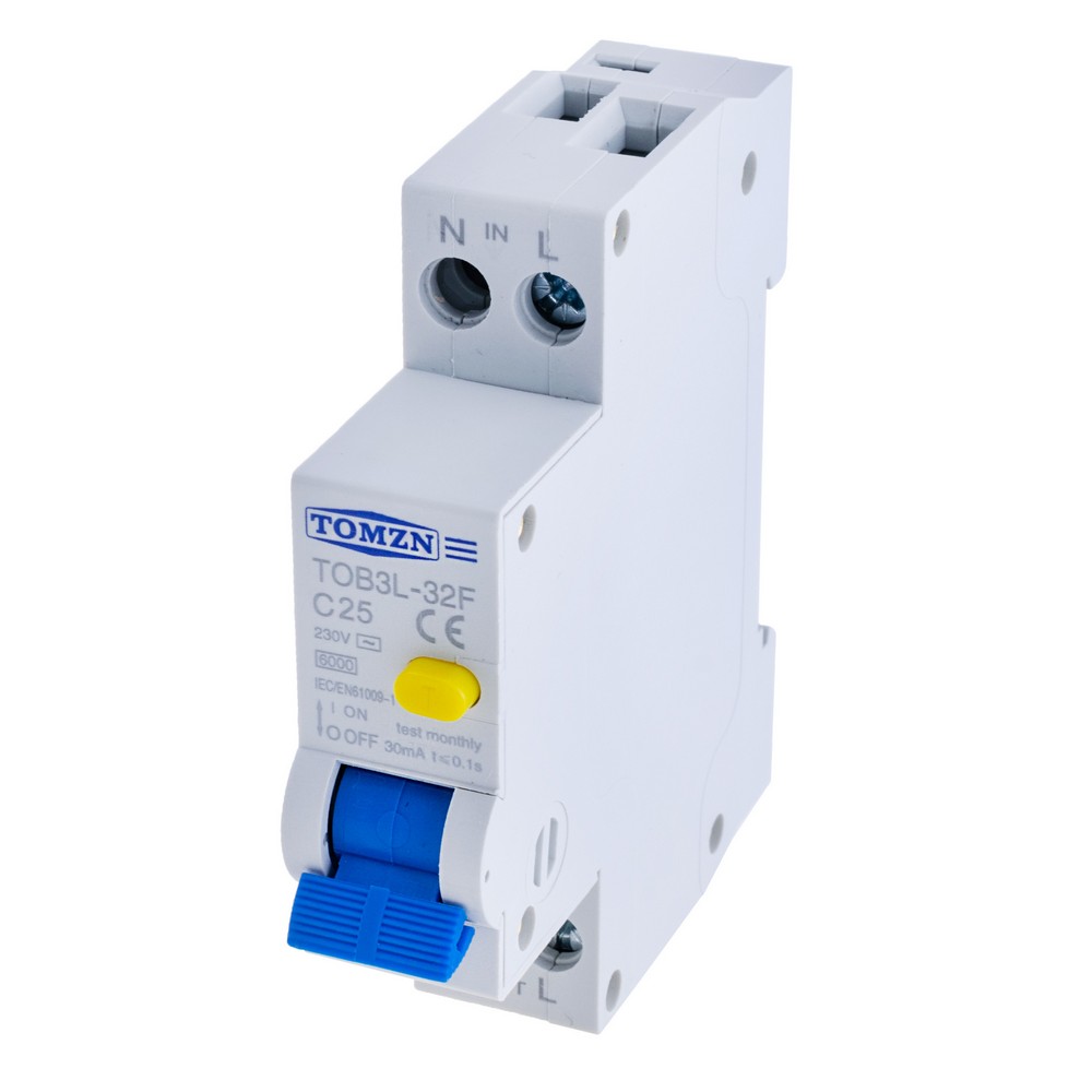 RCBO 1P+N 18MM 230V 6KA 25A(TOMZN)