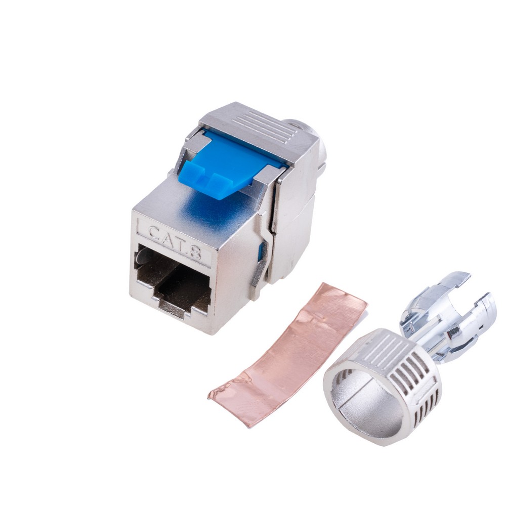 RJ45 конектор 8P8C "мама" Cat8 для монтажу без обтиску MKC8-XHJ
