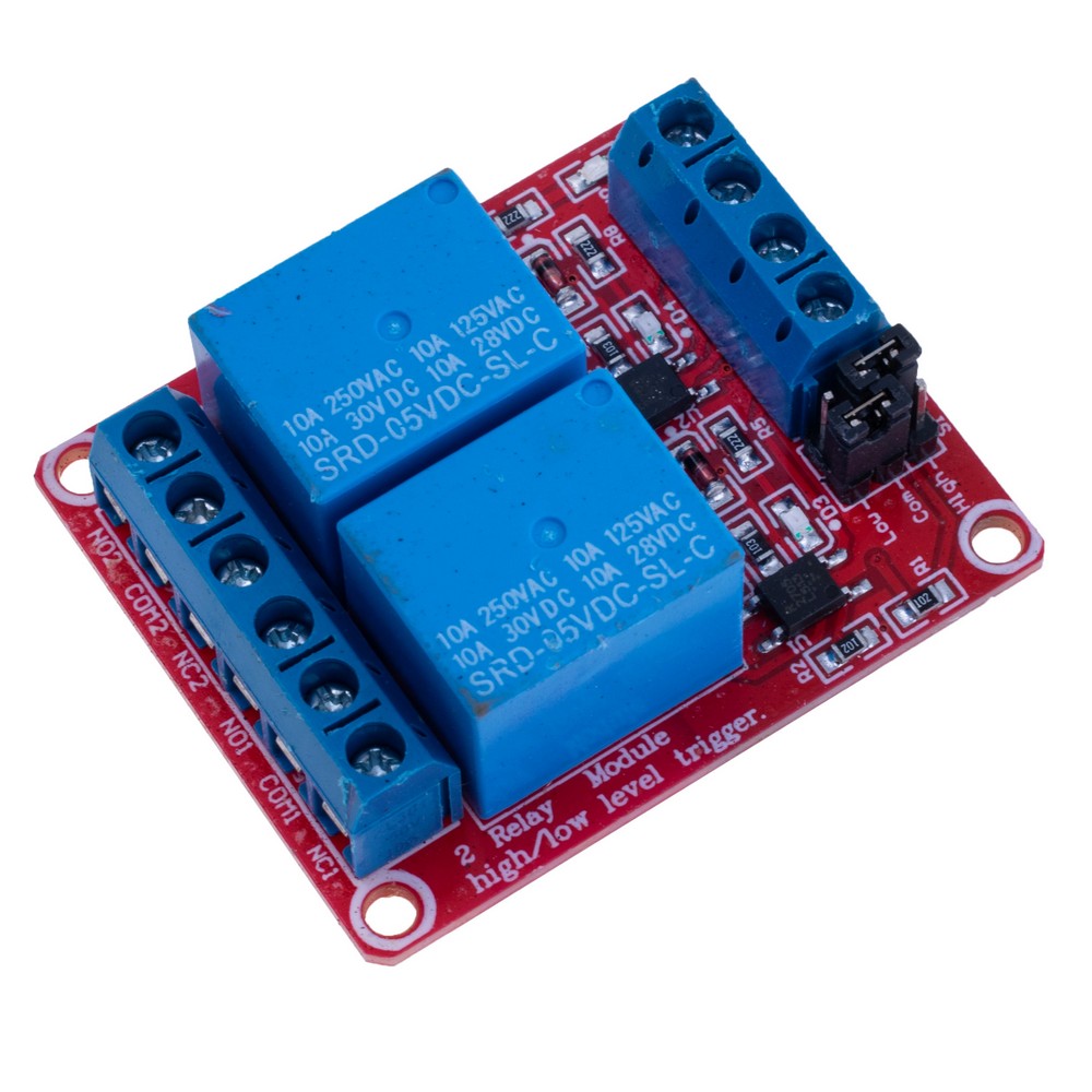 Реле модуль 2-канали 5V з опто-розв'язкою