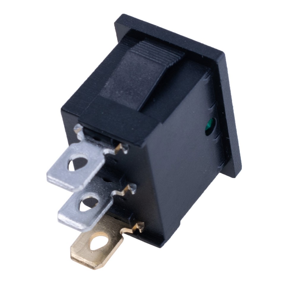 Перемикач Rocker, KCD1-2-101N GREEN BUTTON 12V