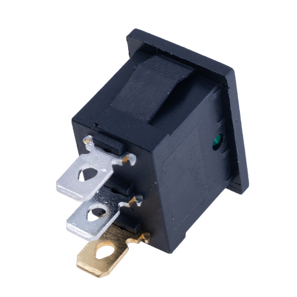 Перемикач Rocker, KCD1-2-101N GREEN BUTTON 220V