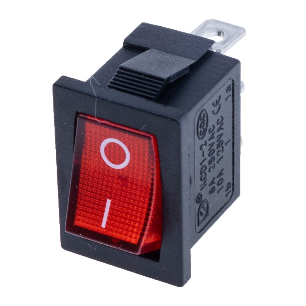 Перемикач Rocker, KCD1-2-101N RED BUTTON 12V