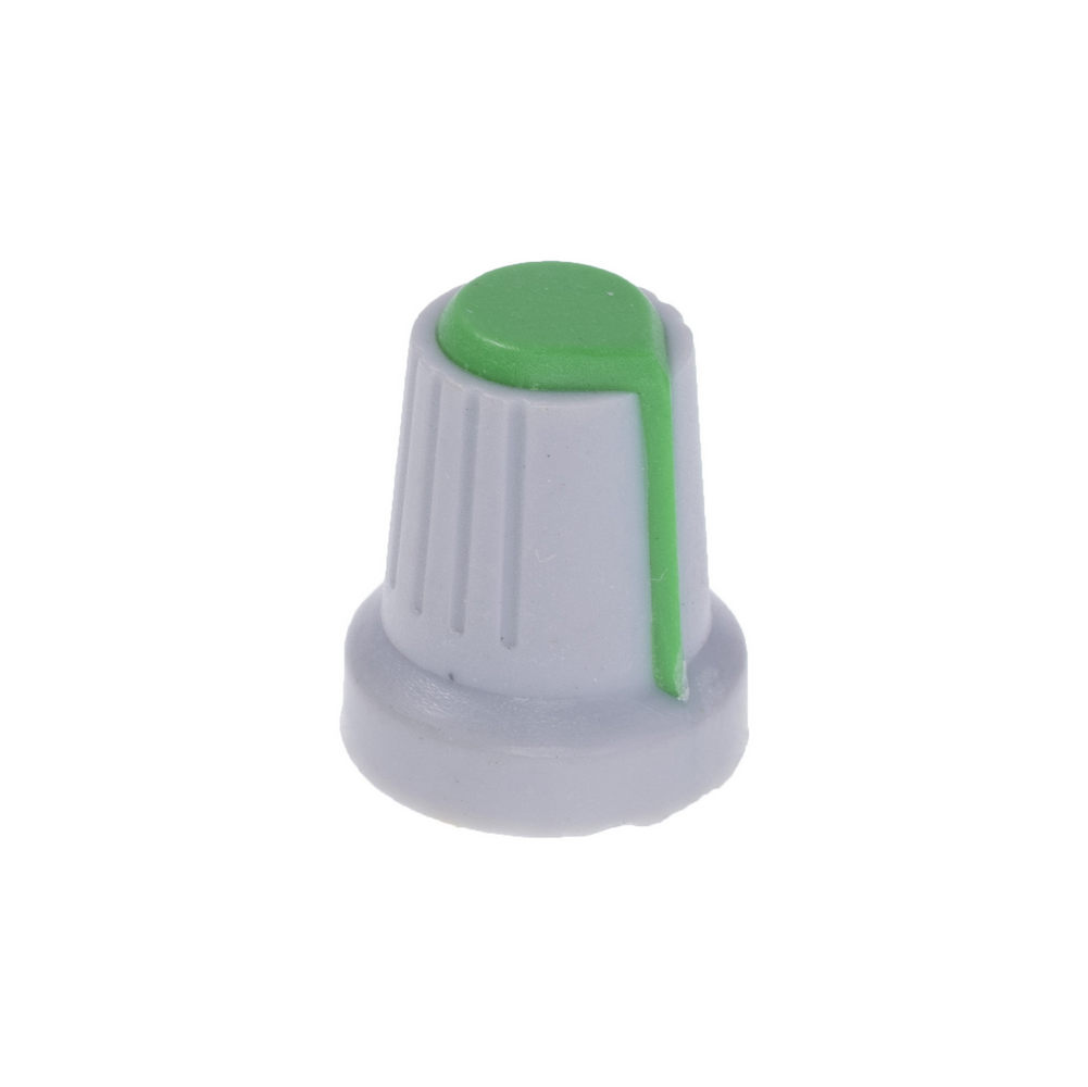 Ручка пластиковая для потенциометра серая с зеленой заглушкой