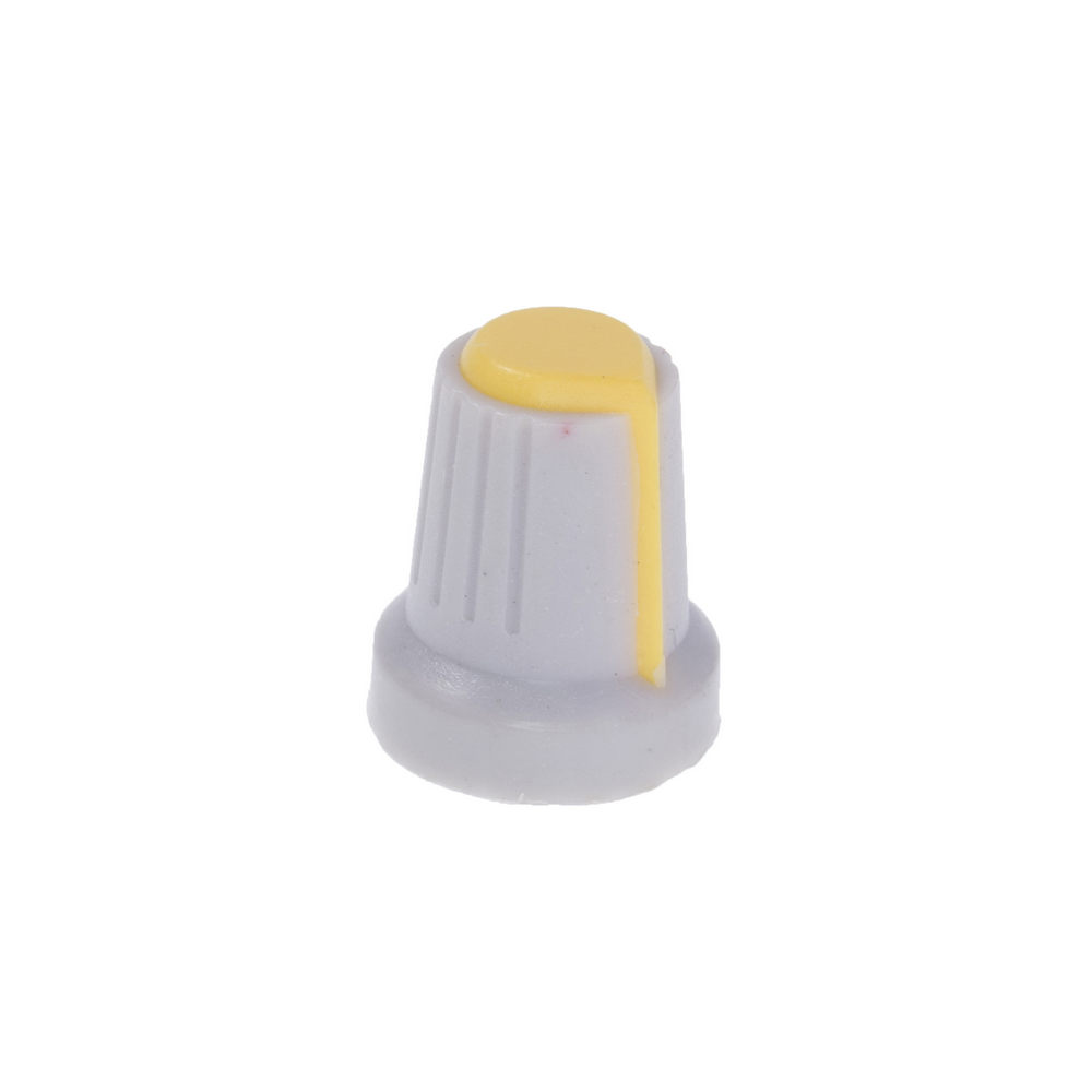Ручка пластиковая для потенциометра серая с желтой заглушкой