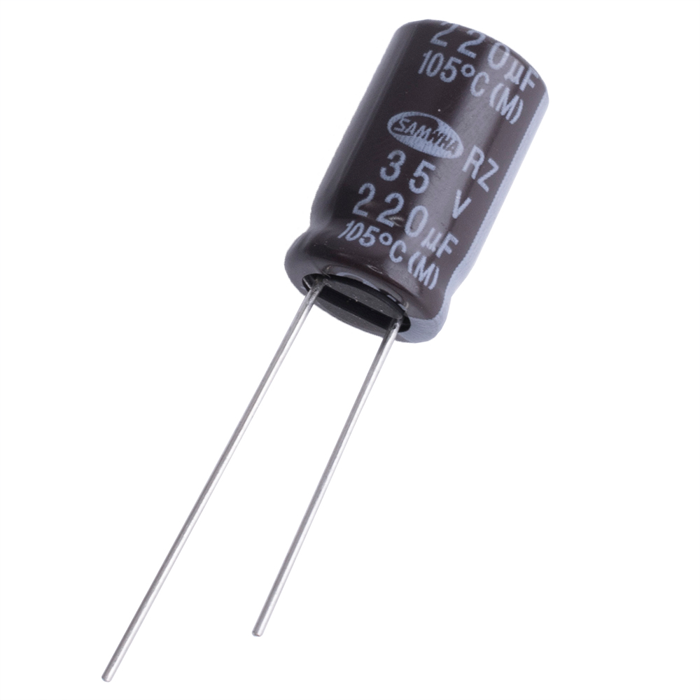 220uF 35V RZ 10x16mm 105°C (RZ1V227M10016PA259-Samwha) (электролитический конденсатор)