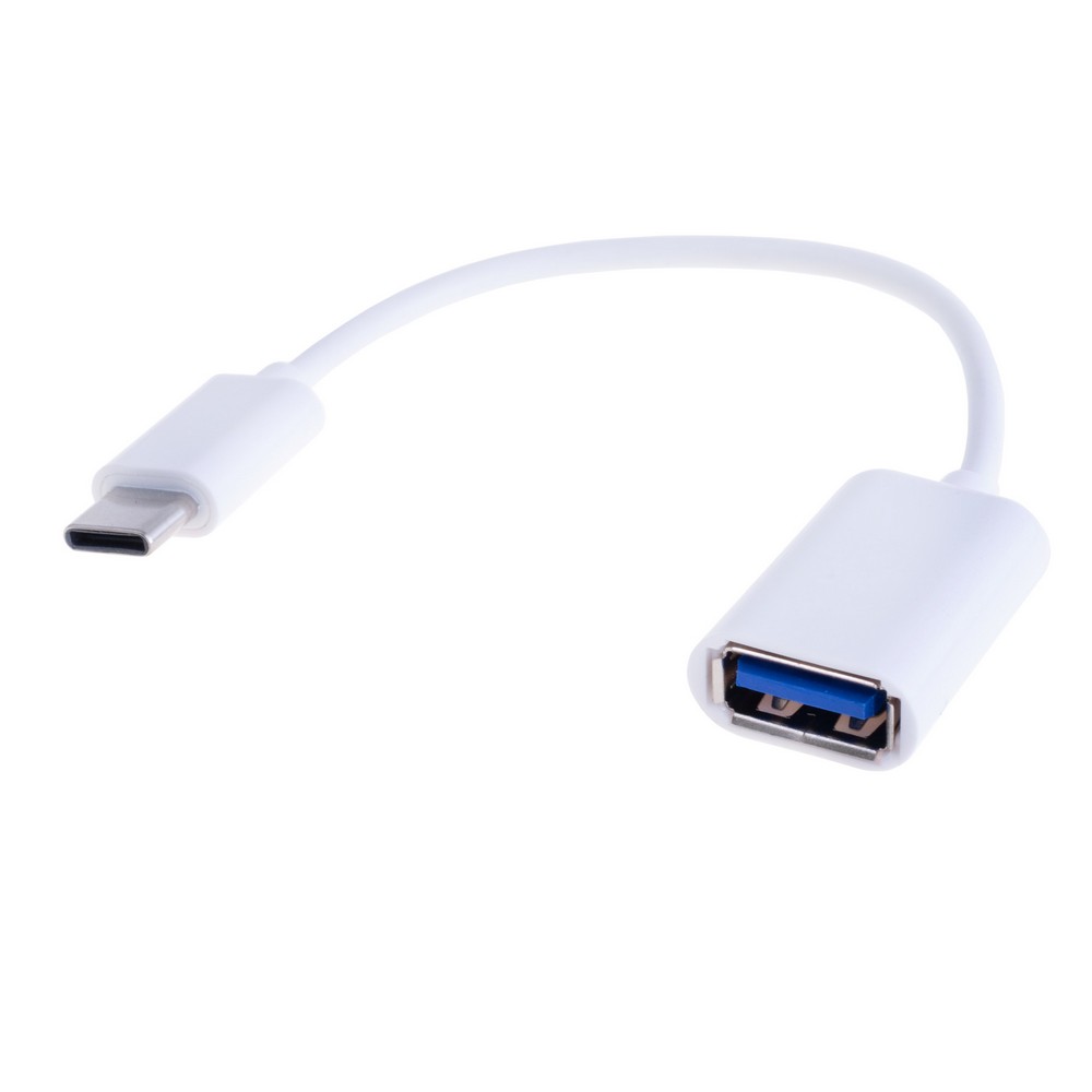 Кабель USB type-C на USB-A "мама" 15см білий LJ