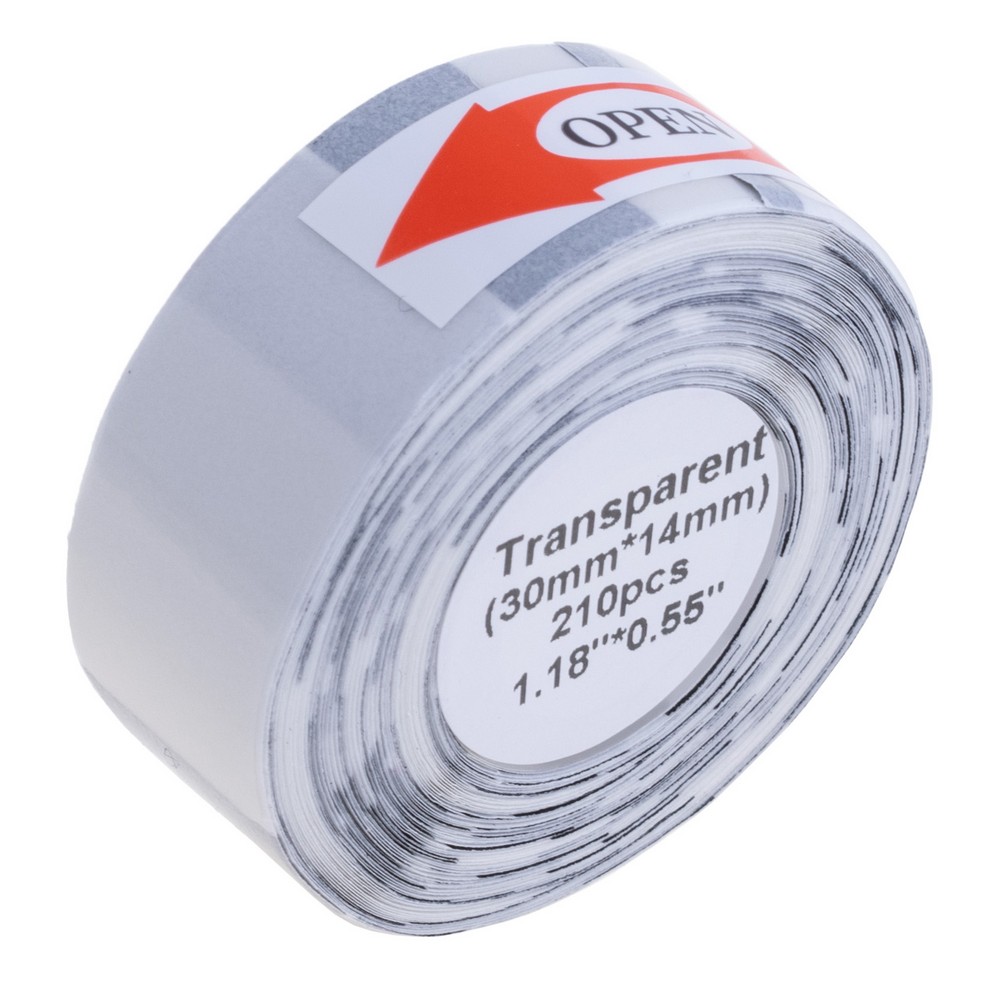 Стрічка для принтера етикеток прозора, для маркування 14x30mm, 1 бобіна Стрічка для принтера етикеток прозора, для маркування 14x30mm, 1 бобіна